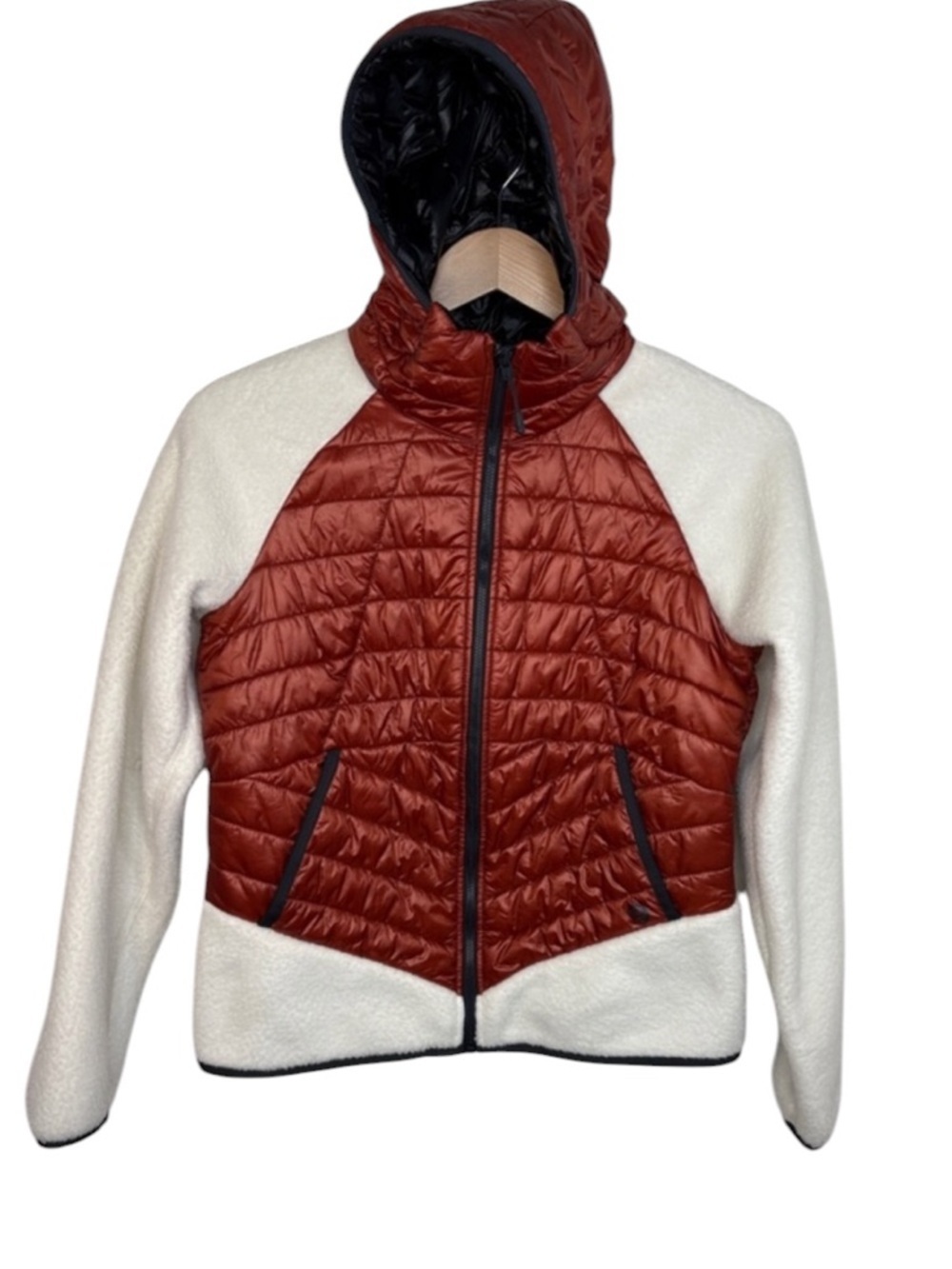 Mountain Hardwear Altius Hybrid Quilted Sherpa Fleece Hooded Jacket Women Sz S